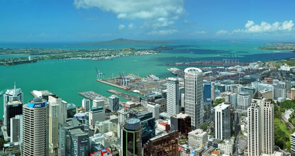 Auckland city & Harbour Landscape Aerial panaorama