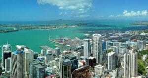 Auckland city & Harbour Landscape Aerial panaorama